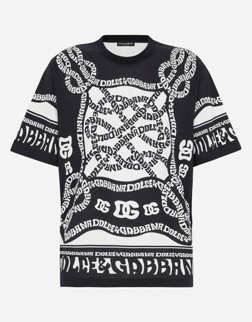 Dolce & Gabbana T-shirt manica corta stampa Marina Blu G5LI2TFURHJ