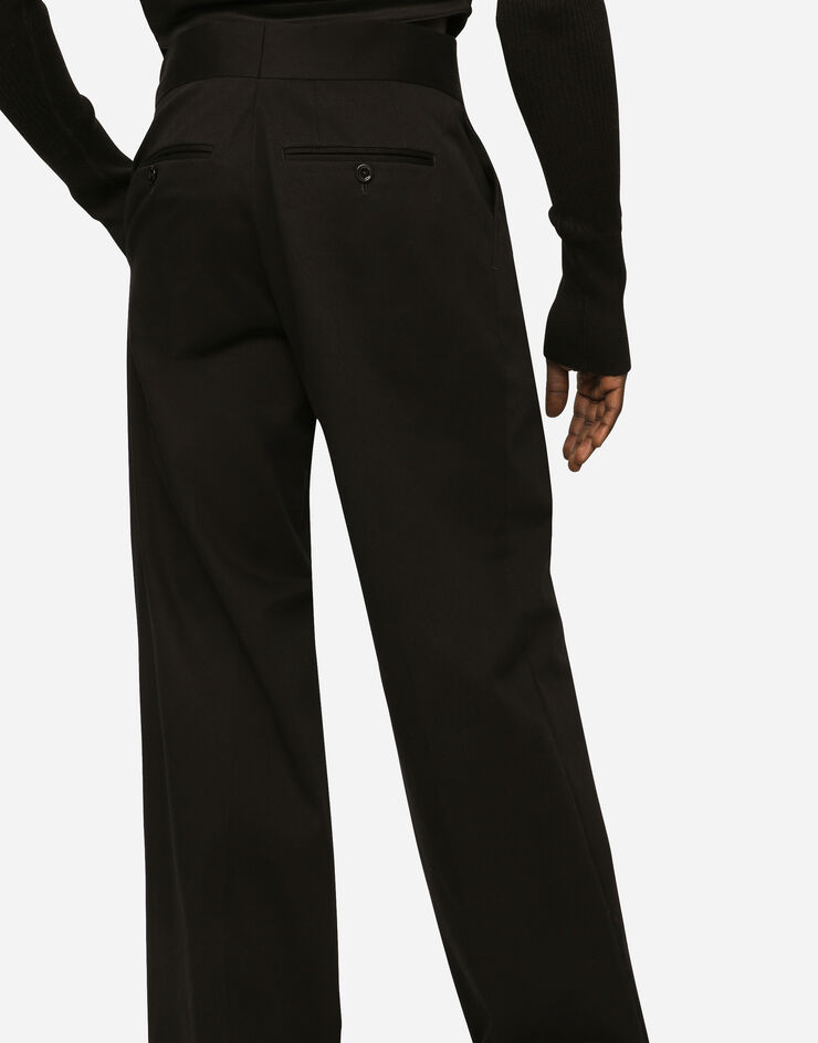 Dolce&Gabbana Pantalon en coton stretch avec plaquette à logo Noir GZ89ATFUFGA