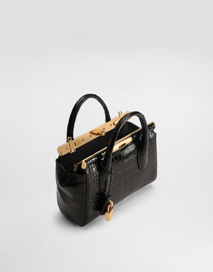 Dolce & Gabbana Marlene day mini handbag in polished alligator Black BB7744A2R08