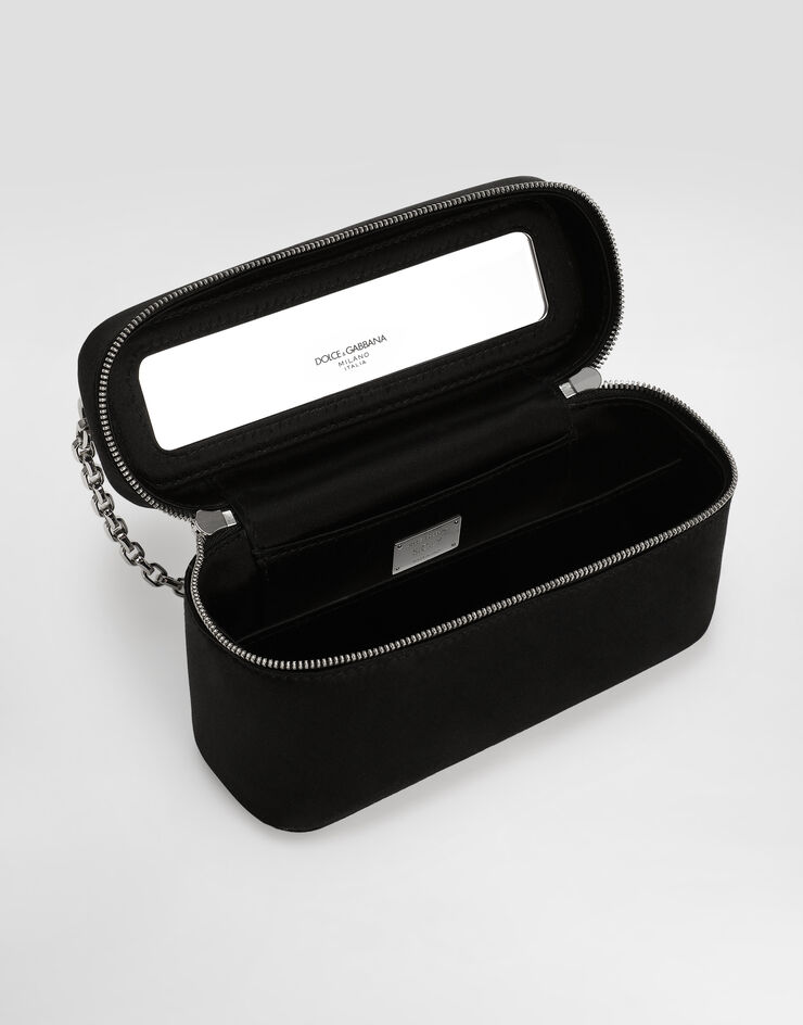 Dolce & Gabbana Borsa a tracolla Sicily media in raso e tubi pavé Nero BB7878BY656