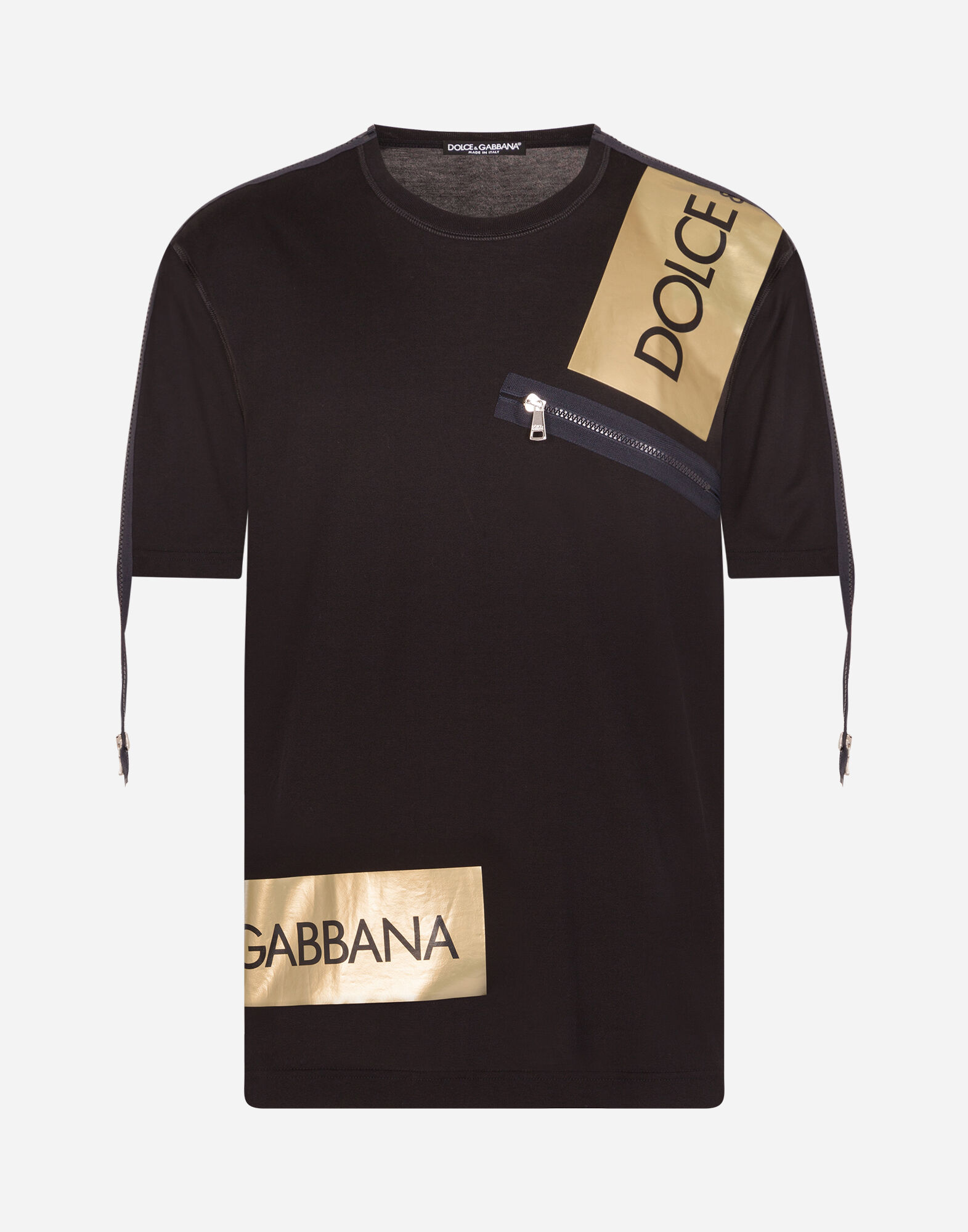 dolce&gabbana tシャツ T-shirt with Dolce&Gabbana print and zipper