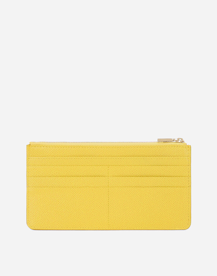 Dolce & Gabbana Porte-cartes grand format en cuir de veau Dauphine Jaune BI1265A1001