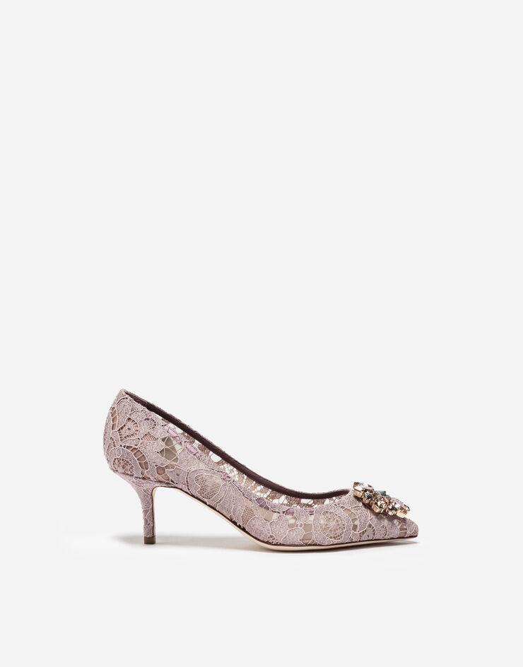 Dolce & Gabbana Lace rainbow pumps with brooch detailing Blush CD0066AL198