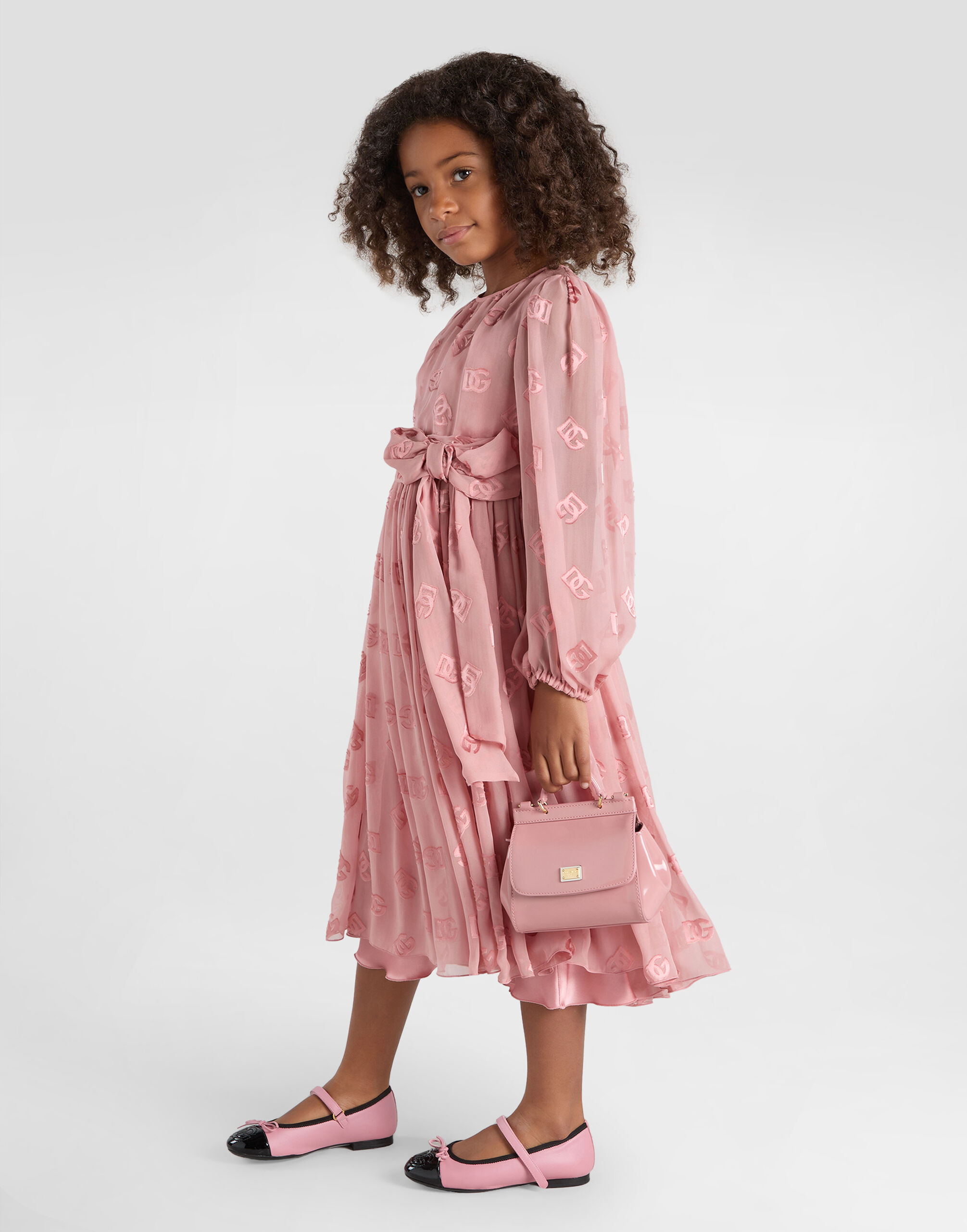 Jacquard dress with DG logo in Pink for Girls | Dolce&Gabbana®