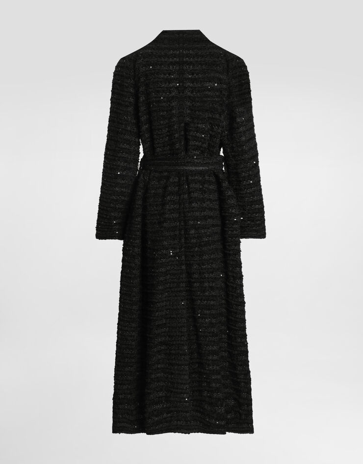 Dolce & Gabbana Tweedmantel mit Mikropaillettenstickerei Schwarz F0W3FTHUMKN