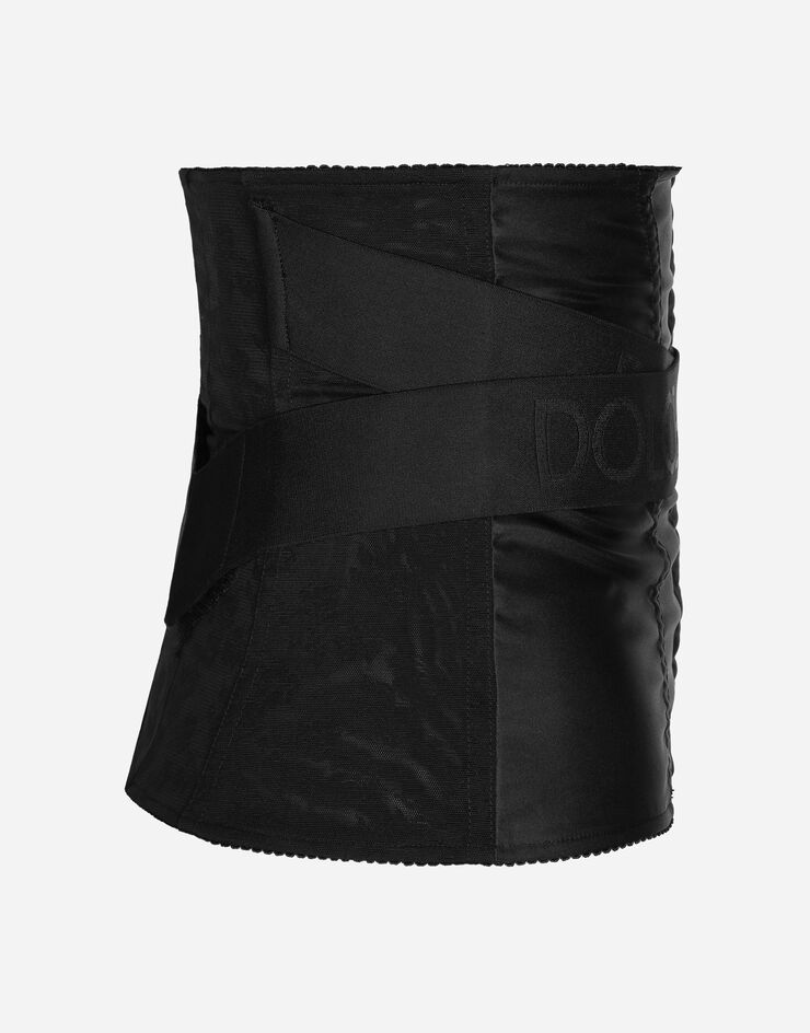 Dolce&Gabbana Corset-style belt with branded stretch crossover bands Black FB372AGDBVQ
