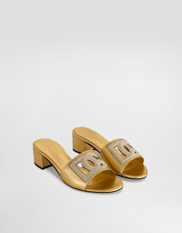 Dolce & Gabbana Burnished leather sandals with rhinestones Gold CR1938C7342