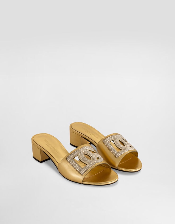 Dolce & Gabbana Burnished leather sandals with rhinestones Gold CR1938C7342