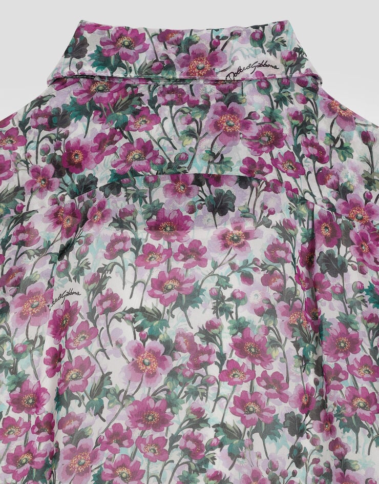 Dolce & Gabbana Violet-print crêpe shirt Print L56S45IS1ZT