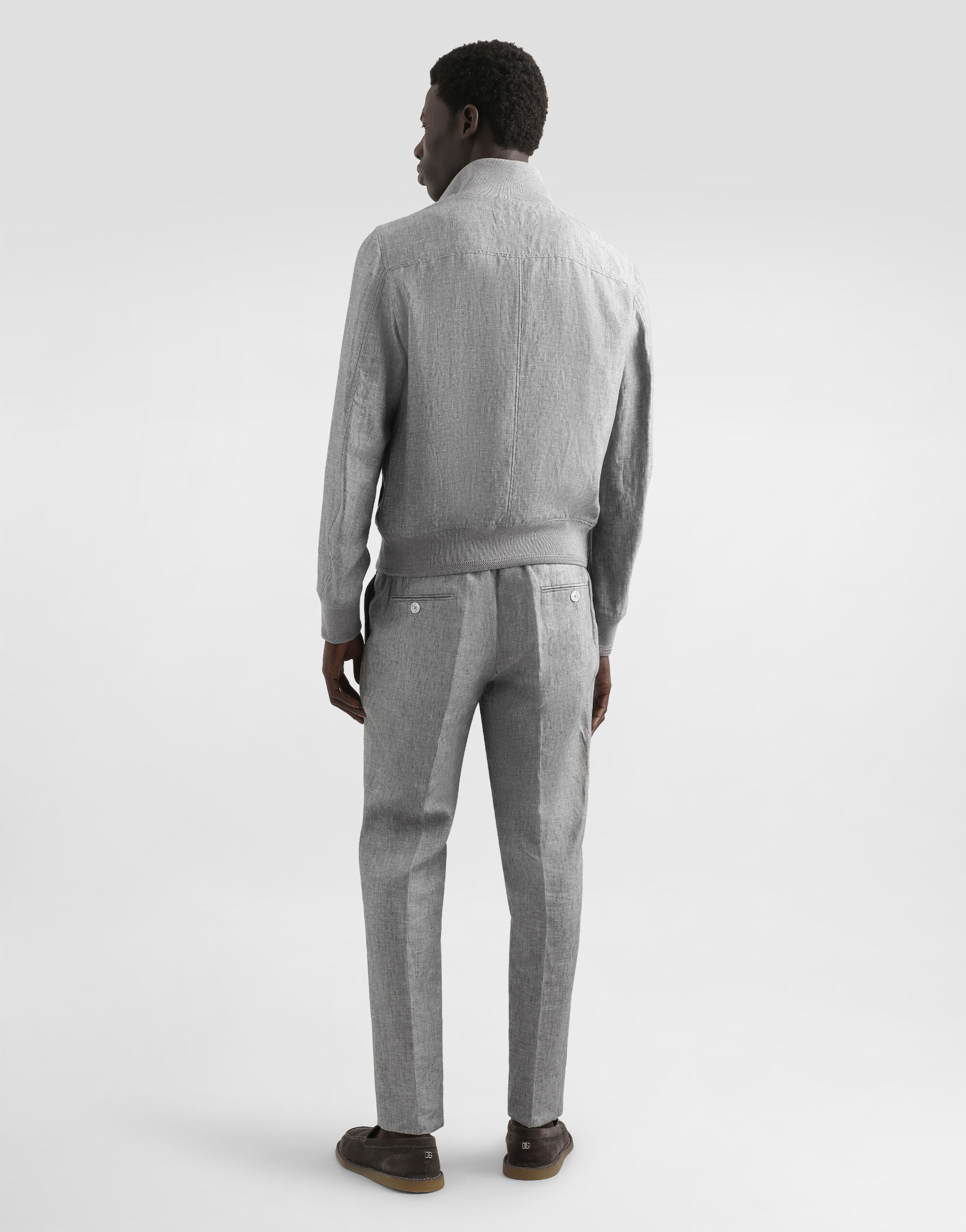 Washed linen canvas trousers in Grey for Men | Dolce&Gabbana® US