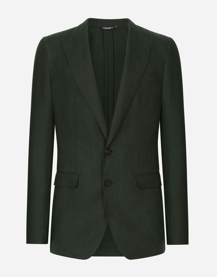 Dolce & Gabbana Однобортный льняной пиджак Taormina зеленый G2NW0TGH266