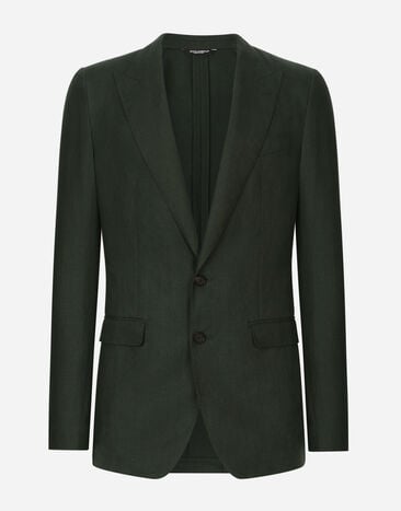 Dolce & Gabbana Single-breasted linen Taormina-fit jacket Green G5LH6TFU1AU