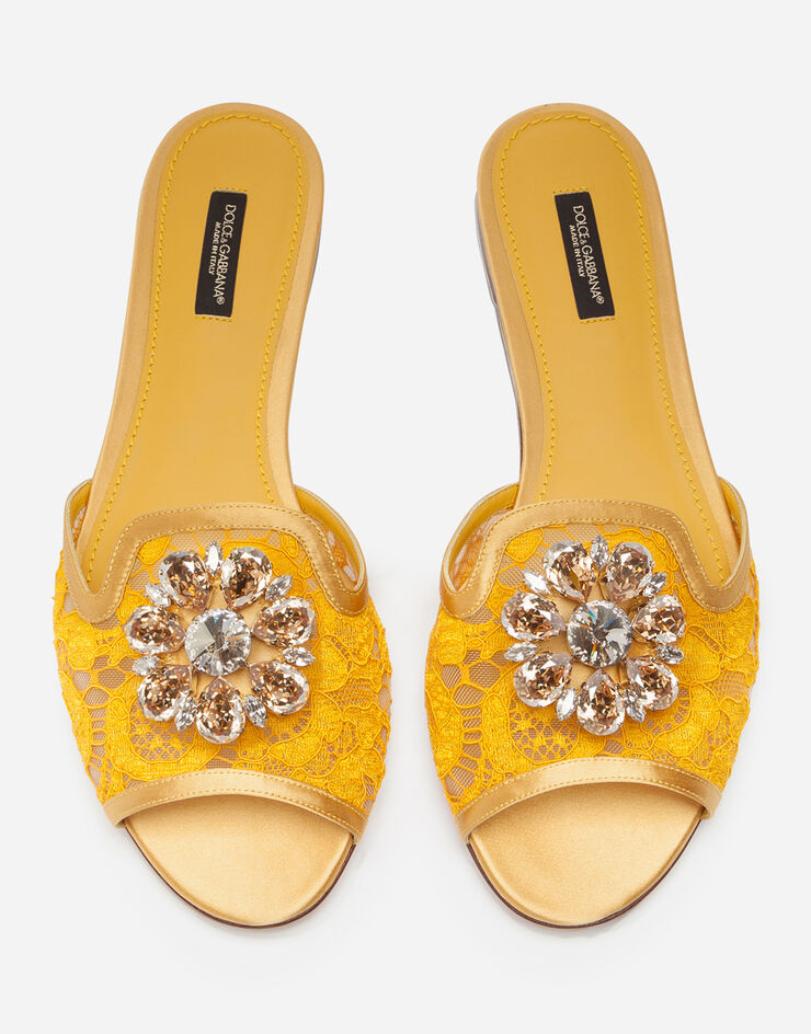 Dolce & Gabbana Lace rainbow slides with brooch detailing MOUTARDE CQ0023AL198