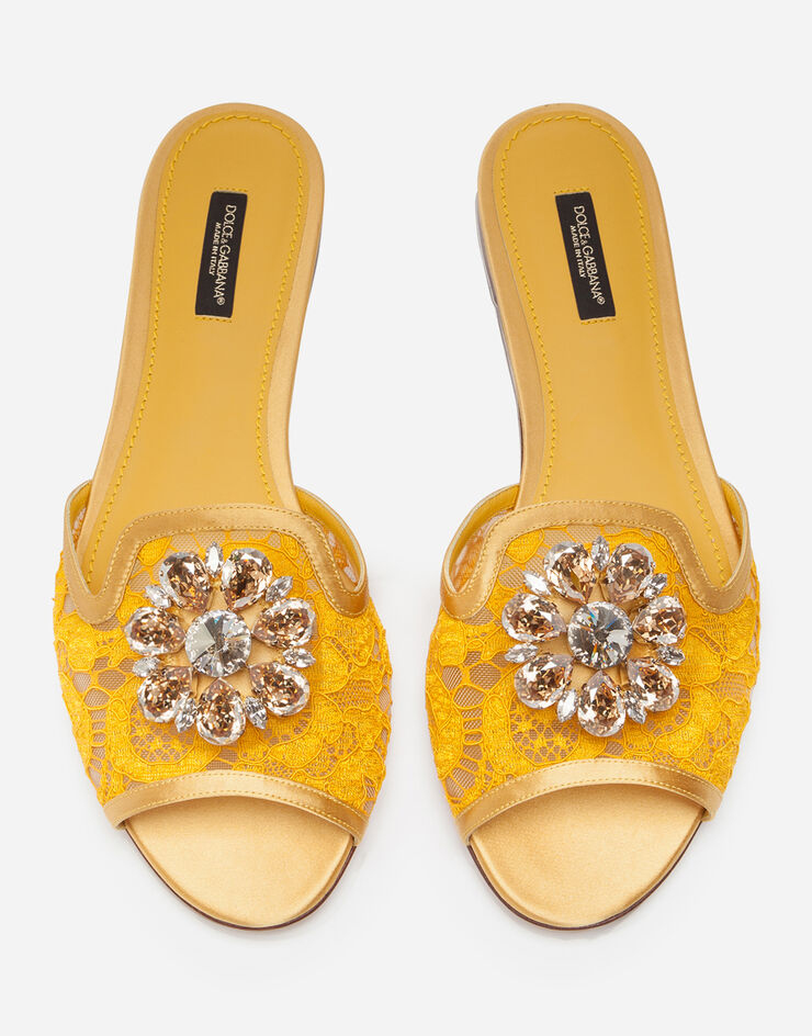 Dolce & Gabbana Lace rainbow slides with brooch detailing YELLOW CQ0023AL198