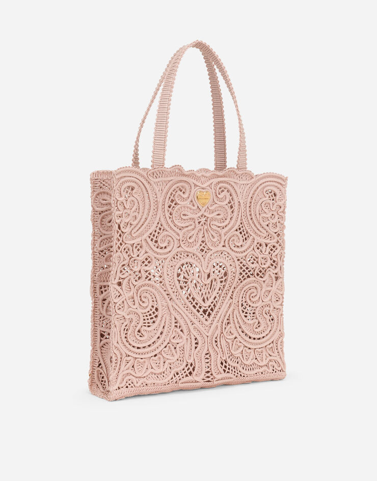 Dolce & Gabbana Medium shopper with cordonetto embroidery Pale Pink BB6927AW717