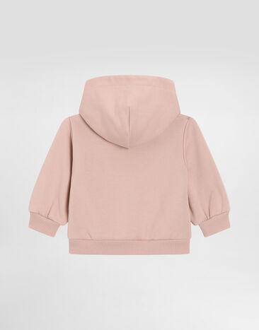 Dolce & Gabbana Hooded sweatshirt with leopard print heart-shaped patch Pink L2JWCTG7PSG