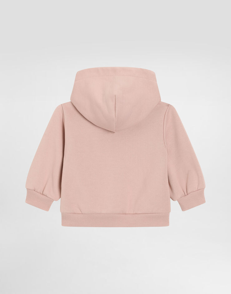 Dolce & Gabbana Hooded sweatshirt with leopard print heart-shaped patch Pink L2JWCTG7PSG