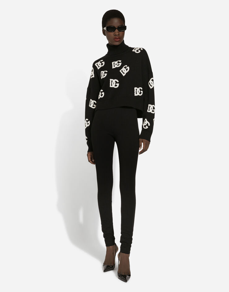 Dolce & Gabbana Cropped wool sweater with DG logo inlay Print FXW11TJAWXA