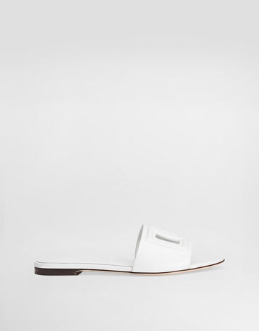 Dolce & Gabbana Calfskin slides with DG logo White CQ0436AY329