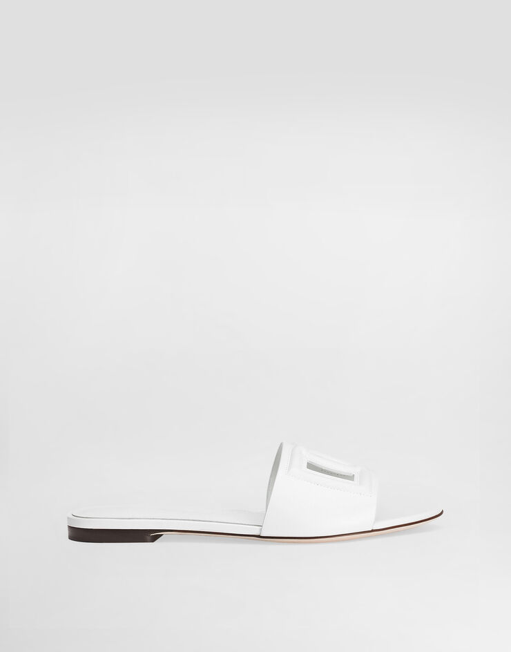 Dolce & Gabbana Calfskin slides with DG logo White CQ0436AY329