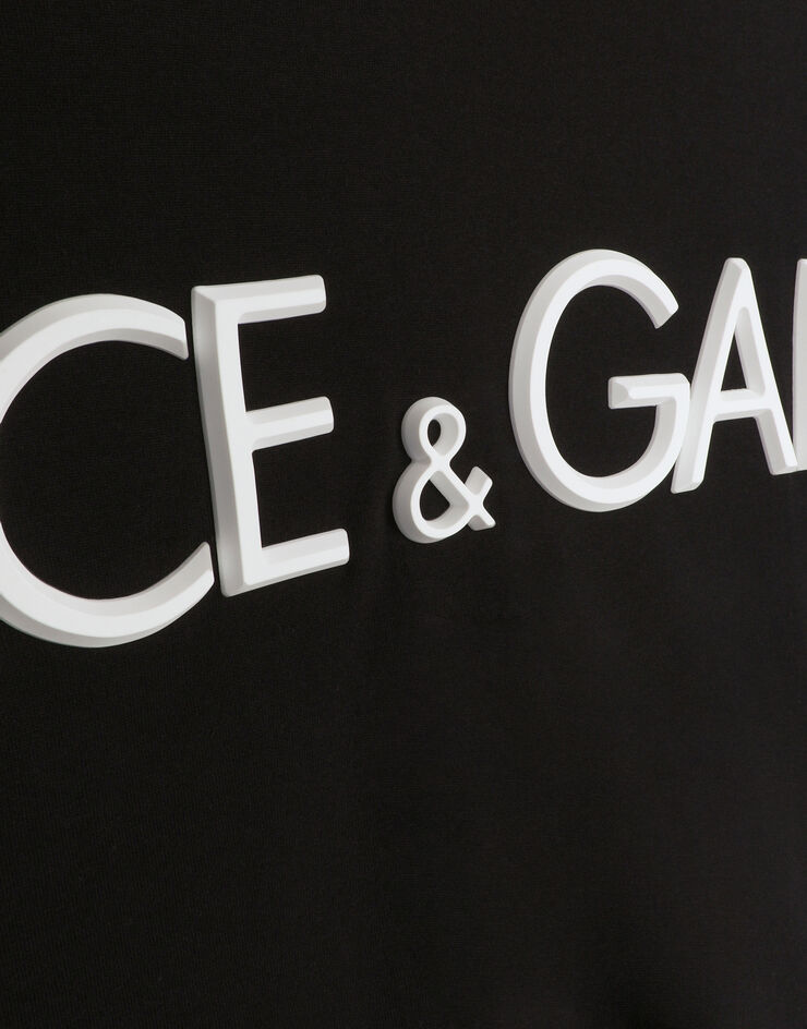 Dolce & Gabbana T-shirt ras de cou en coton à écusson 3D Noir G8PC4ZHU7MA