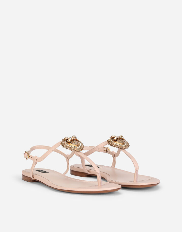 Dolce & Gabbana Nappa leather Devotion flip flops Pale Pink CQ0353AX191