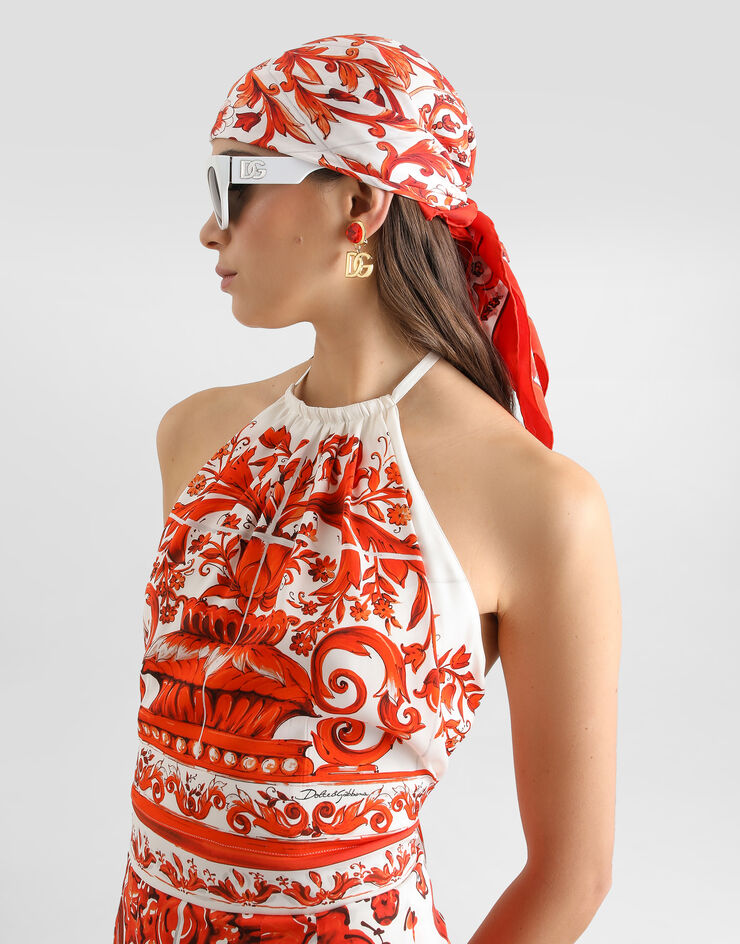 Dolce & Gabbana Majolica-print charmeuse top Dolce & Gabbana Majolica-print charmeuse top Multicolor F7BA8TGDDRJ