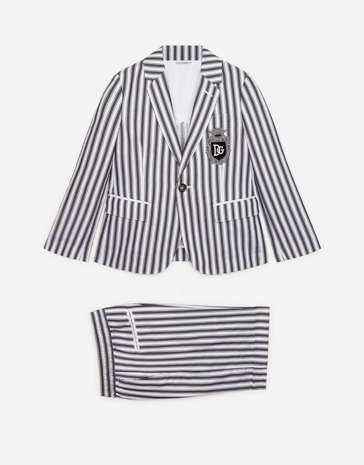 Dolce & Gabbana Single-breasted poplin suit with striped print GREY L41U73G7VYH
