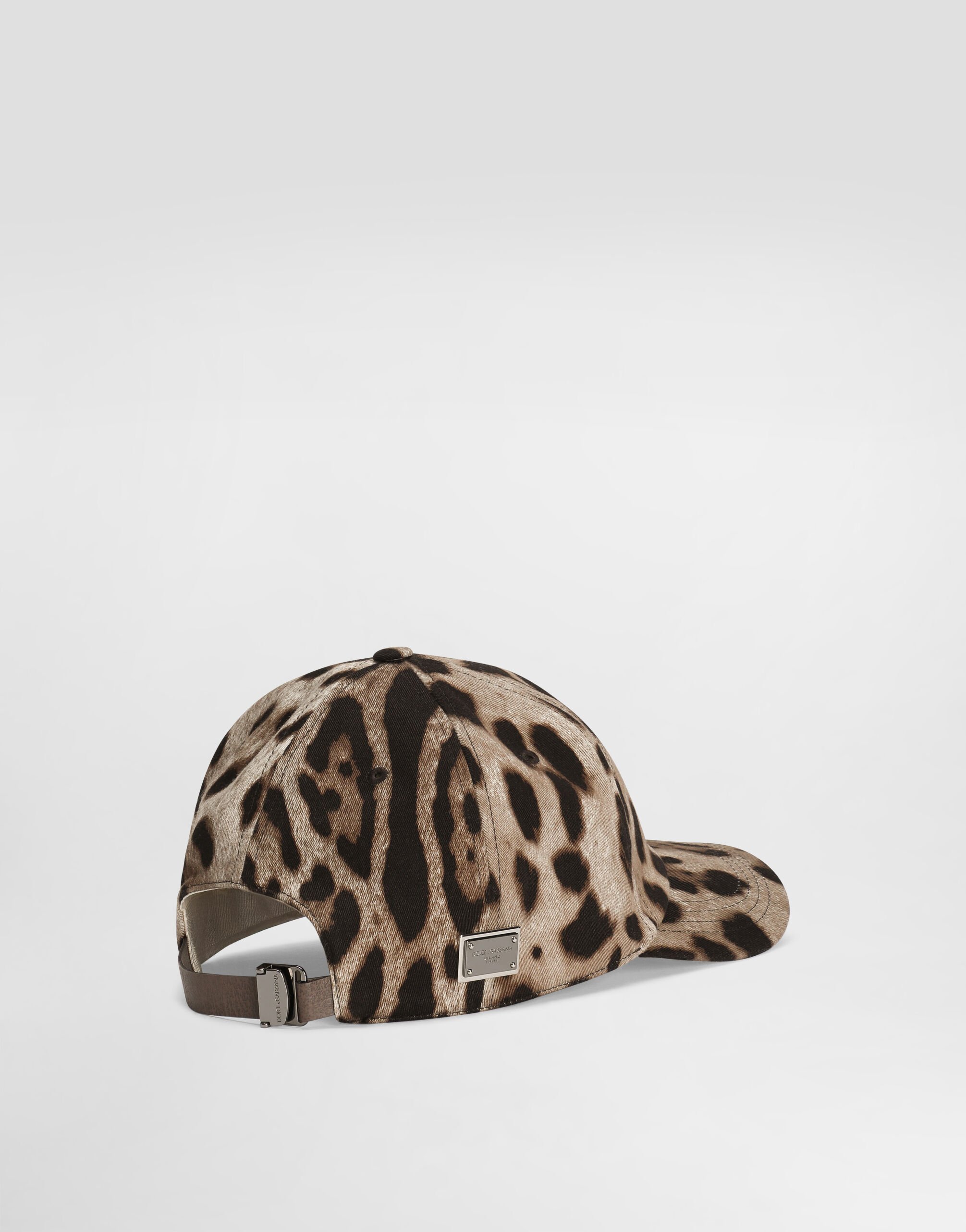 Cotton baseball cap with leopard print in Print for Men