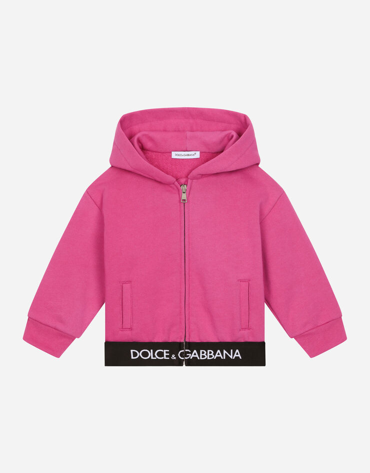 Dolce & Gabbana Jersey hoodie with branded elastic Fuchsia L2JW7EG7E3Z