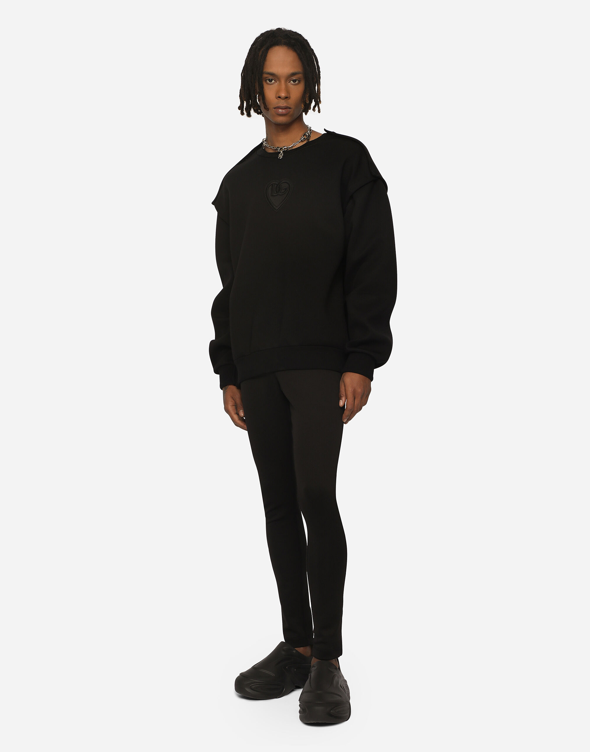 Jersey jogging pants with rhinestone-detailed DG logo