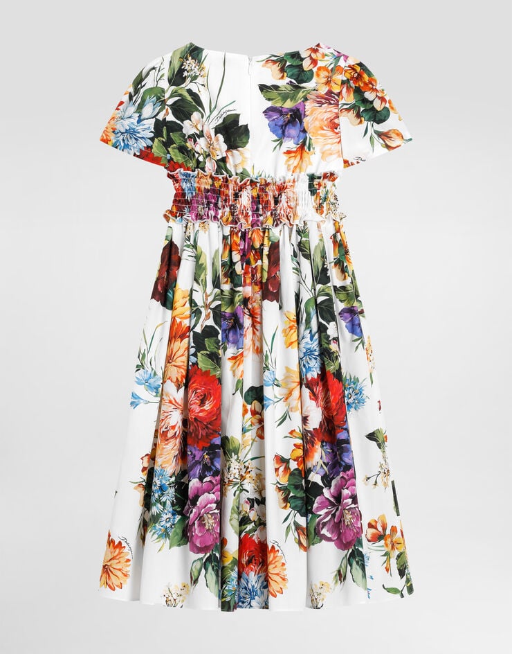 Dolce & Gabbana Kurzärmeliges Kleid aus Popeline mit Blumenprint Drucken L53DU2HS5TV
