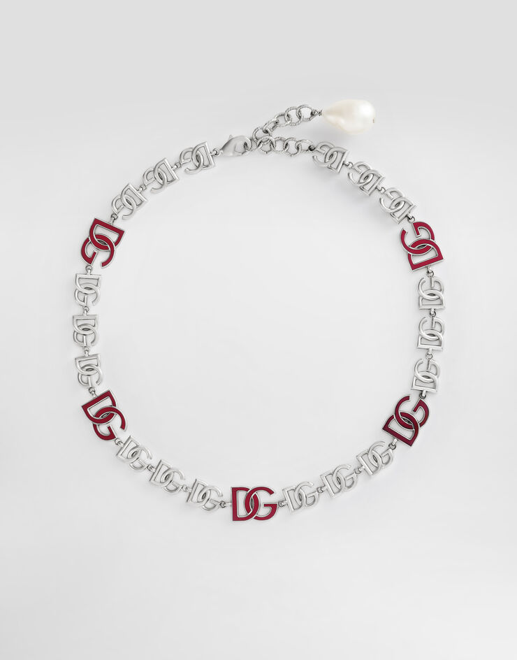Dolce&Gabbana Short necklace with DG multi-logo Silver WNP6L3W1111