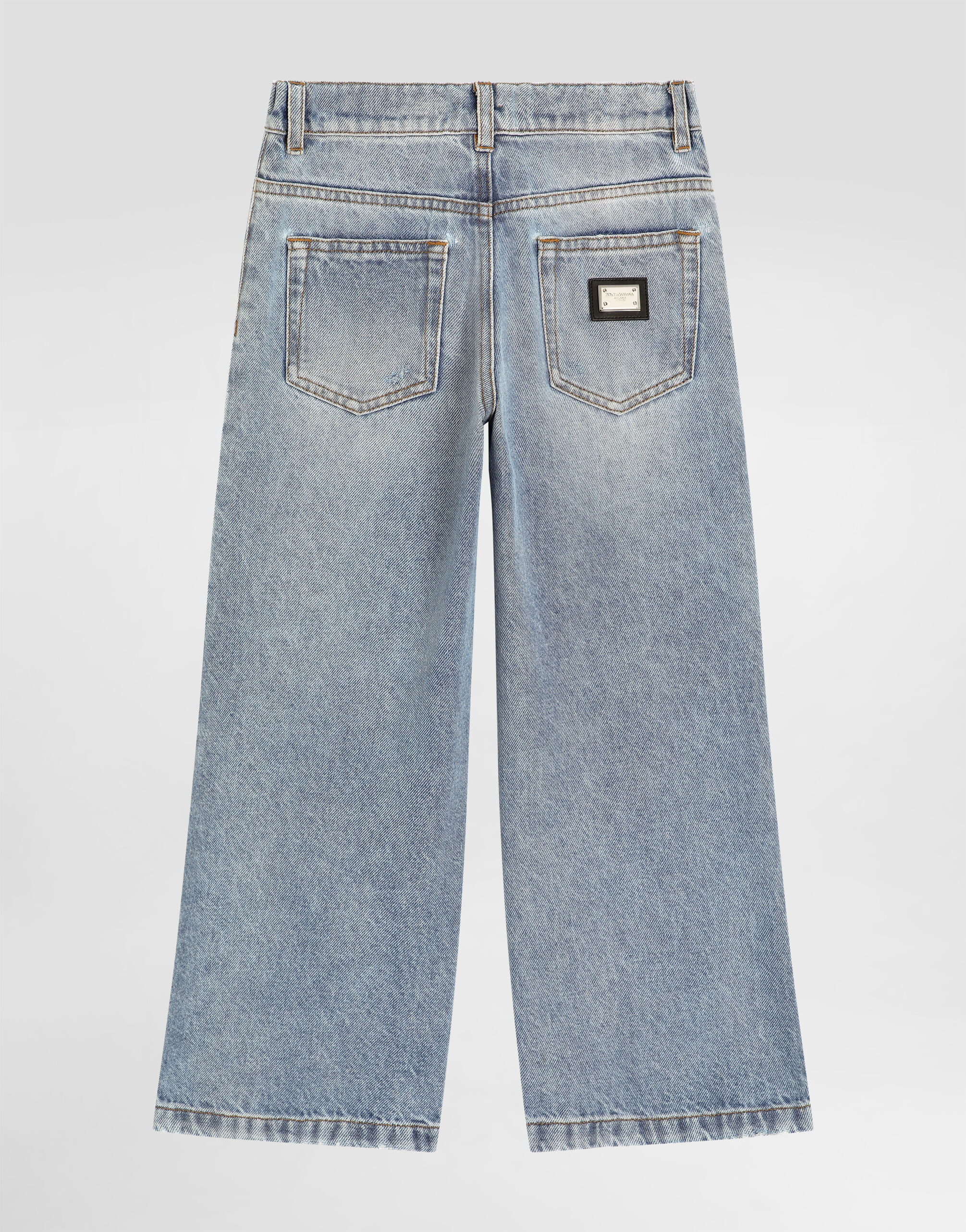 Multicolorのガールズ Washed denim trousers | Dolce&Gabbana®