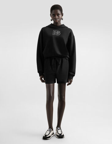 Dolce & Gabbana Cotton sweatshirt with DG embroidery Black F9S47ZGDC9Y