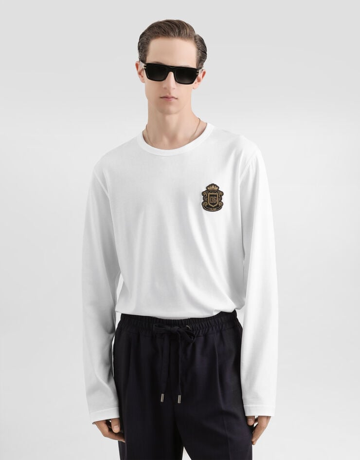 Dolce & Gabbana Cotton t-shirt with heraldic patch White G8PV0ZG7PZU
