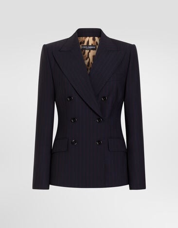 Dolce & Gabbana Turlington double-breasted jacket in pinstripe wool Multicolor F2JBGTFRBDR