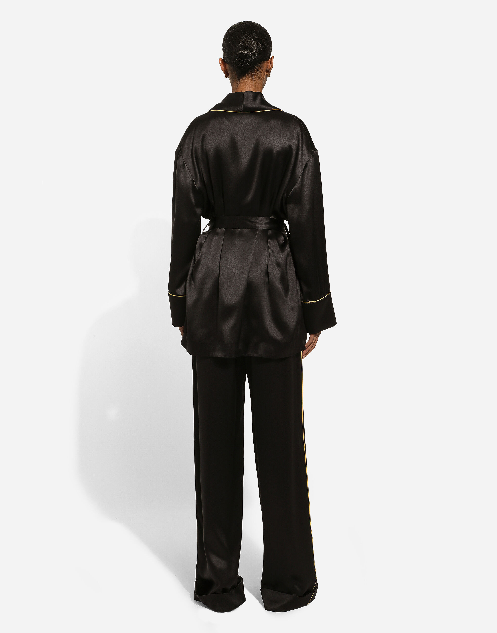 Silk satin pajama pants in Black for Women | Dolce&Gabbana® US