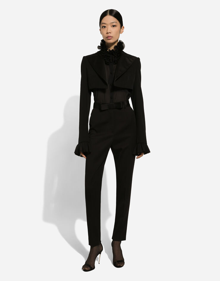 Dolce & Gabbana Pantalón pitillo en gabardina de lana Negro FTC30TFU28J
