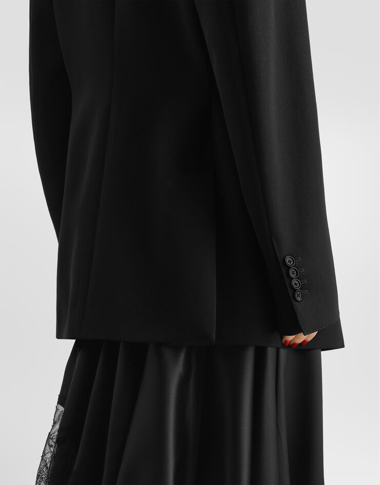 Dolce & Gabbana Double-breasted wool gabardine jacket Black F2JDVTFU21E