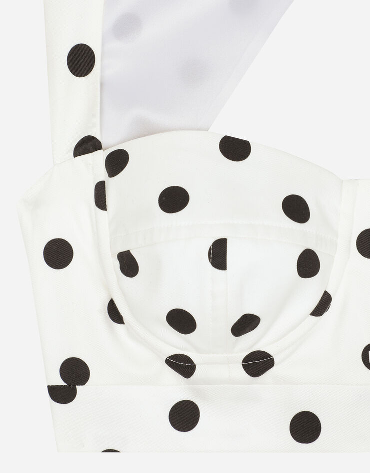 Dolce & Gabbana Top corsetero de algodón con estampado de lunares Imprima F7AA7TFSFNM