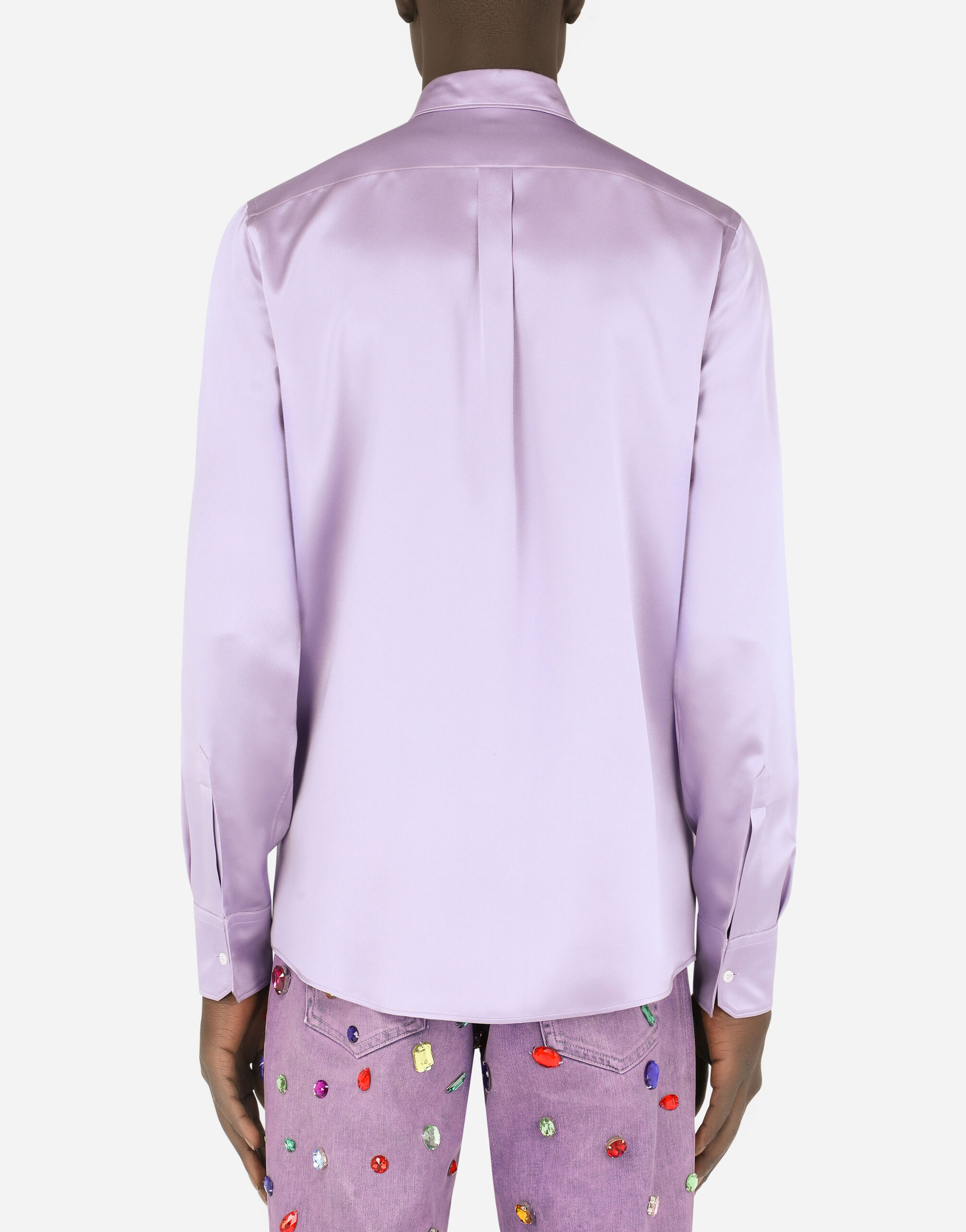 Silk satin Martini-fit shirt in Purple for Men | Dolce&Gabbana® US
