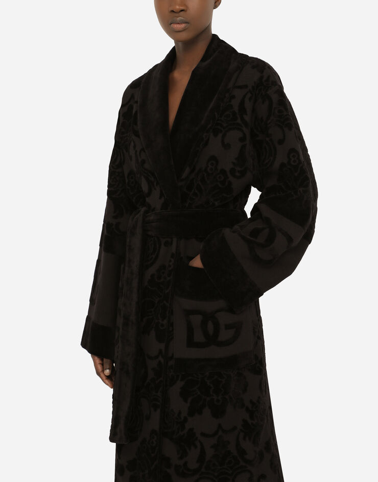 Dolce & Gabbana Bath Robe in Terry Cotton Jacquard Multicolor TCF009TCAGM