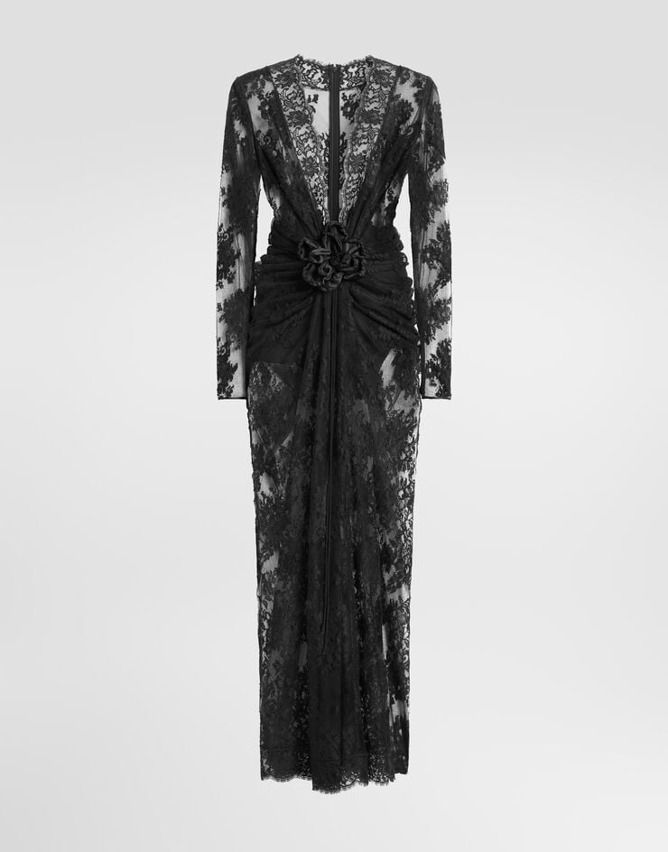 Dolce & Gabbana Lace dress with bow Black F6TTZZHLMQM