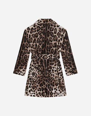 Dolce & Gabbana Albornoz de rizo con estampado de leopardo Estampado Animalier LBJA32FS6NS
