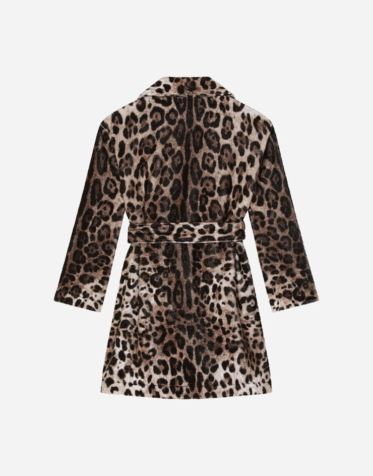Dolce & Gabbana Albornoz de rizo con estampado de leopardo Estampado Animalier LBJA32FS6NS