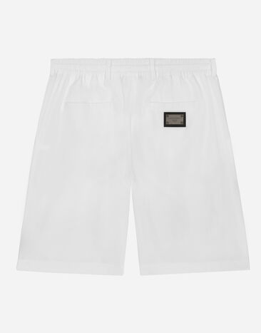 DolceGabbanaSpa Bermudas de popelina elástica con placa con logotipo Blanco L42Q95FUFIP