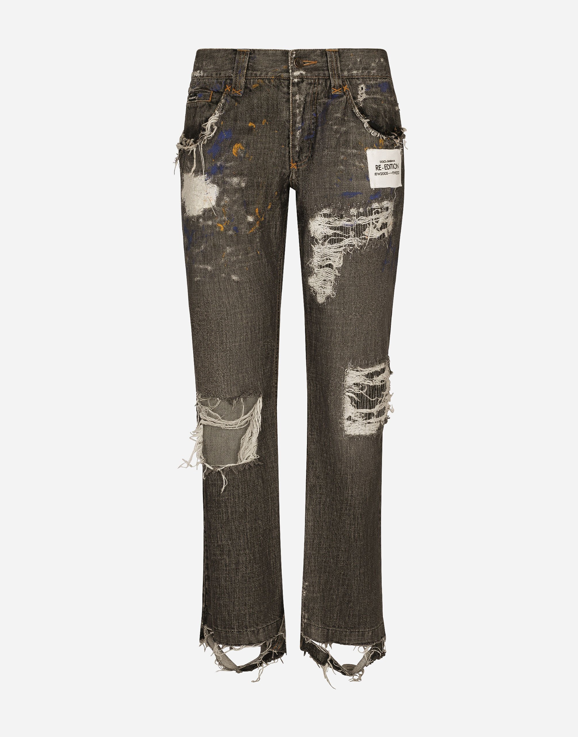 Dolce & Gabbana Dirty denim straight-leg jeans with rips Black GVCRATIS1RF