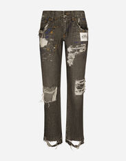 Dolce&Gabbana Dirty denim straight-leg jeans with rips White G5KZ0THS5QC