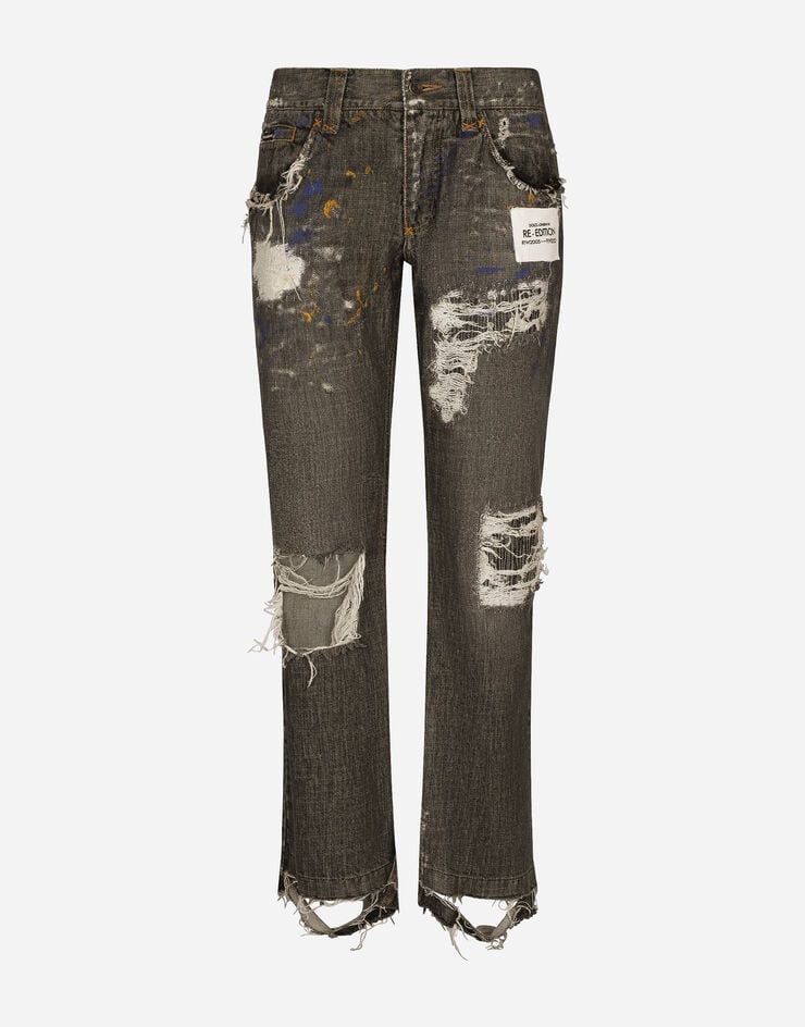 Dolce&Gabbana Dirty denim straight-leg jeans with rips Multicolor GZ15MDG8JS9